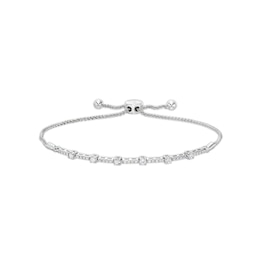 1/2 CT. T.W. Diamond Station Bolo Bracelet in 10K White Gold - 9.5&quot;