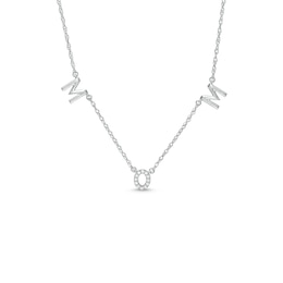 1/20 CT. T.W. Diamond &quot;MOM&quot; Letter Station Necklace in Sterling Silver
