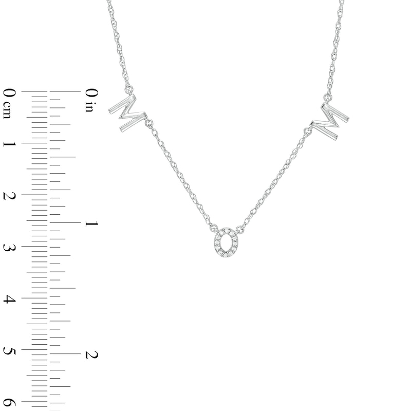 1/20 CT. T.W. Diamond "MOM" Letter Station Necklace in Sterling Silver