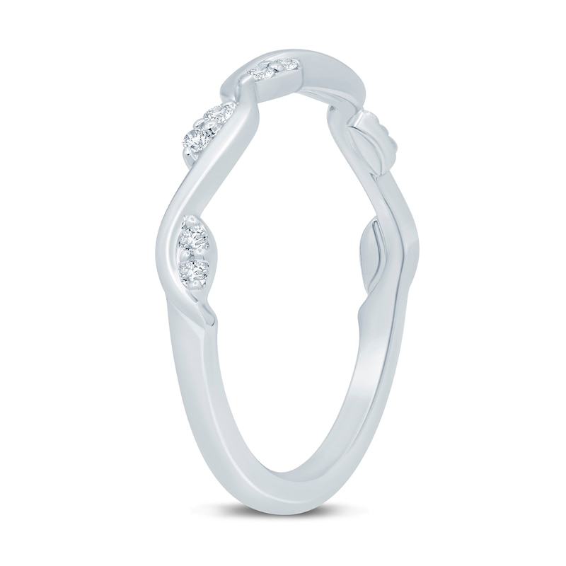 Main Image 2 of 1/8 CT. T.W. Marquise Multi-Diamond Slanted Wavy Stackable Band in 10K White Gold