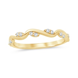 1/8 CT. T.W. Marquise Multi-Diamond Slanted Wavy Stackable Band in 10K Gold