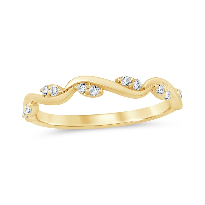 1/8 CT. T.W. Marquise Multi-Diamond Slanted Wavy Stackable Band in 10K Gold