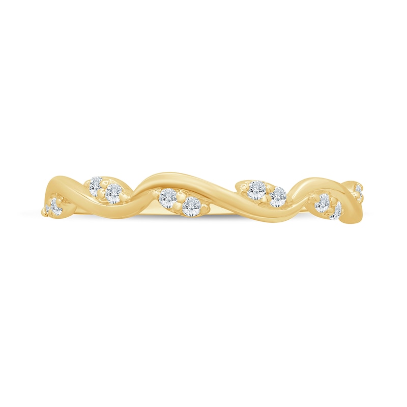 1/8 CT. T.W. Marquise Multi-Diamond Slanted Wavy Stackable Band in 10K Gold