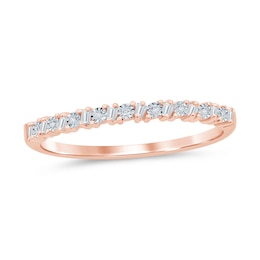 1/15 CT. T.W. Baguette and Round Diamond Slanted Stackable Band in 10K Rose Gold