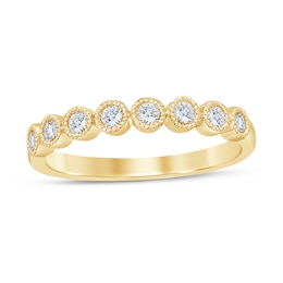 1/4 CT. T.W. Diamond Bead Frame Vintage-Style Stackable Band in 10K Gold