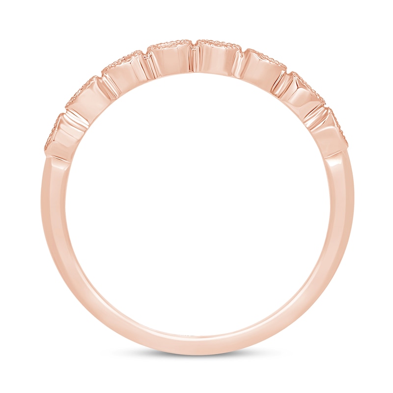 Main Image 3 of 1/4 CT. T.W. Diamond Bead Frame Vintage-Style Stackable Band in 10K Rose Gold