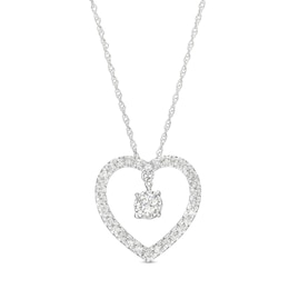 3/8 CT. T.W. Diamond Dangle in Heart Pendant in 10K White Gold