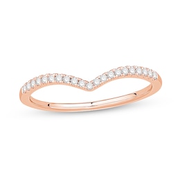 1/8 CT. T.W. Diamond Chevron Anniversary Band in 14K Rose Gold