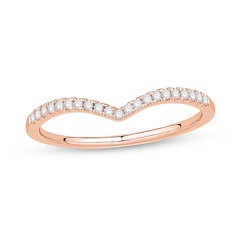 Main Image 1 of 1/8 CT. T.W. Diamond Chevron Anniversary Band in 14K Rose Gold