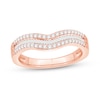 Thumbnail Image 1 of 1/3 CT. T.W. Baguette and Round Diamond Triple Row Contour Anniversary Band in 14K Rose Gold