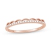 Thumbnail Image 0 of 1/10 CT. T.W. Diamond Scallop Edge Crown Vintage-Style Stackable Anniversary Band in 10K Rose Gold