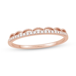 1/10 CT. T.W. Diamond Scallop Edge Crown Vintage-Style Stackable Anniversary Band in 10K Rose Gold