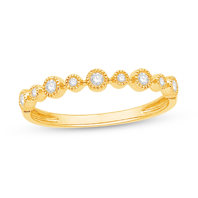 Main Image 1 of 1/10 CT. T.W. Diamond Bezel-Set Bubble Stackable Anniversary Band in 10K Gold