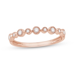 1/10 CT. T.W. Diamond Bezel-Set Bubble Stackable Anniversary Band in 10K Rose Gold