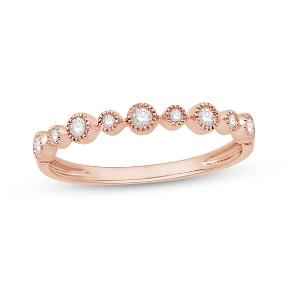 1/10 CT. T.W. Diamond Bezel-Set Bubble Stackable Anniversary Band In 10K Rose Gold