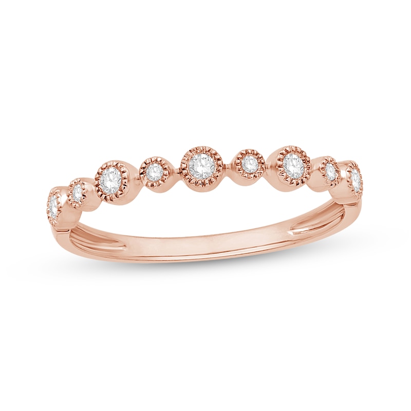 Main Image 1 of 1/10 CT. T.W. Diamond Bezel-Set Bubble Stackable Anniversary Band in 10K Rose Gold