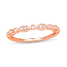 1/10 CT. T.W. Diamond Marquise and Round Frame Alternating Anniversary Band in 10K Rose Gold