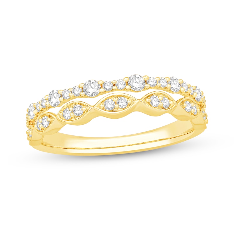 Main Image 1 of 3/8 CT. T.W. Diamond Station and Marquise Frame Double Row Split Shank Stackable Anniversary Band in 10K Gold