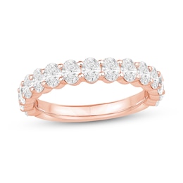 1-1/4 CT. T.W. Certified Oval Diamond Anniversary Band in 14K Rose Gold (I/SI2)