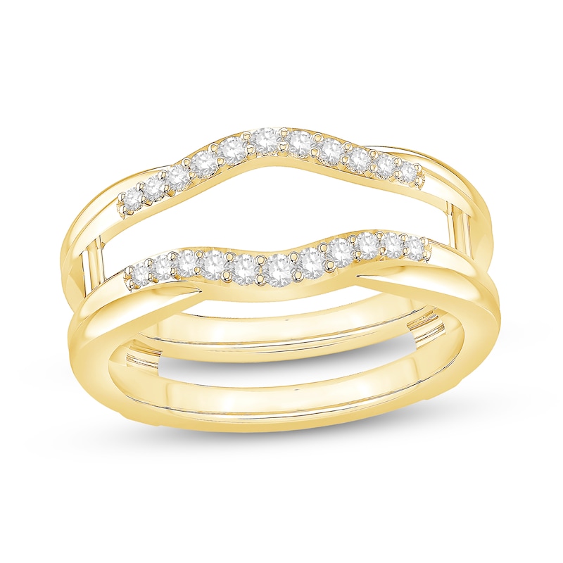 Main Image 1 of 1/5 CT. T.W. Diamond Ribbon Overlay Double Row Contour Solitaire Enhancer in 14K Gold