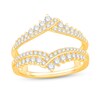 3/4 CT. T.W. Diamond Graduated Double Row Bypass Chevron Solitaire Enhancer In 14K Gold