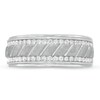 Thumbnail Image 4 of Men's 3/8 CT. T.W. Diamond Edge Slant Row Wedding Band in 10K White Gold