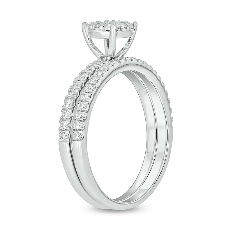 Main Image 3 of 1/2 CT. T.W. Multi-Diamond Bridal Set in Sterling Silver