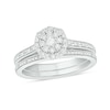 Thumbnail Image 1 of 1/5 CT. T.W. Multi-Diamond Alternating Frame Bridal Set in Sterling Silver