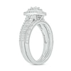 Thumbnail Image 3 of 1/4 CT. T.W. Cushion Multi-Diamond Frame Double Row Bridal Set in Sterling Silver