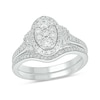 Thumbnail Image 1 of 1/4 CT. T.W. Oval Multi-Diamond Collar Bridal Set in Sterling Silver