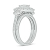 Thumbnail Image 3 of 1/3 CT. T.W. Cushion Multi-Diamond Double Frame Three Stone Bridal Set in Sterling Silver