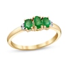 Thumbnail Image 1 of Oval Emerald and Diamond Accent Three Stone Ring in 14K Gold