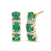 Alternating Emerald And 1/20 CT. T.W. Diamond J-Hoop Earrings In 14K Gold