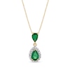 Thumbnail Image 1 of Pear-Shaped Emerald and 1/6 CT. T.W. Diamond Frame Drop Pendant in 14K Gold