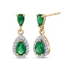 Thumbnail Image 0 of Pear-Shaped Emerald and 1/4 CT. T.W. Diamond Frame Drop Earrings in 14K Gold