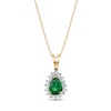 Pear-Shaped Emerald And 1/6 CT. T.W. Diamond Frame Pendant In 14K Gold
