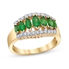 Thumbnail Image 1 of Marquise-Cut Emerald and 1/3 CT. T.W. Diamond Edge Open Shank Ring in 14K Gold