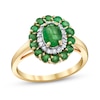 Thumbnail Image 1 of Oval Emerald and 1/6 CT. T.W. Diamond Double Frame Ring in 14K Gold