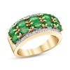 Thumbnail Image 1 of Sideways Oval Emerald and 1/4 CT. T.W. Diamond Edge Double Row Ring in 14K Gold