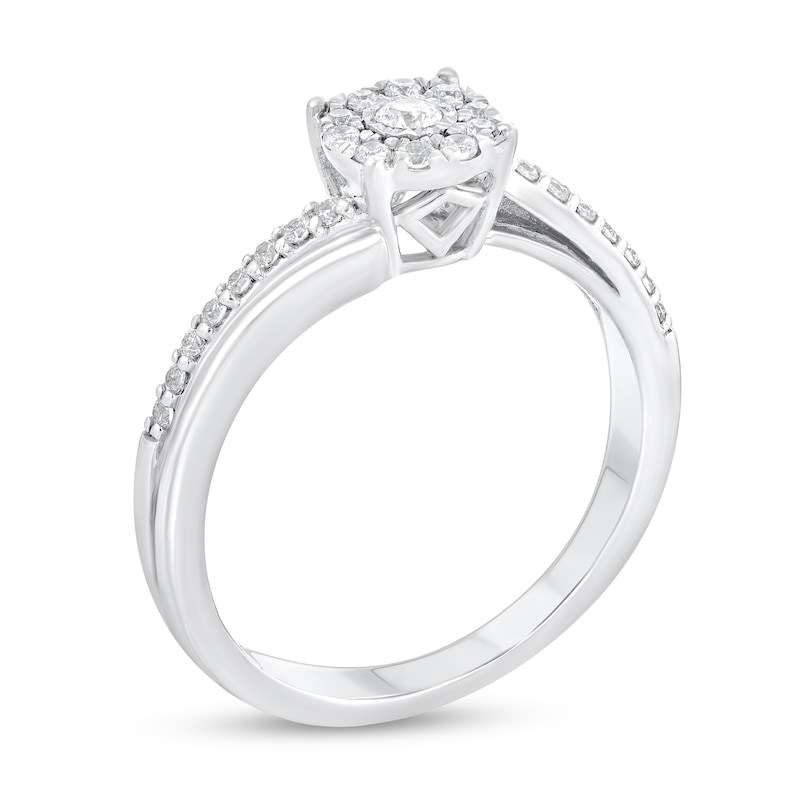 1/4 CT. T.W. Diamond Frame Bypass Engagement Ring in 10K White Gold (I ...