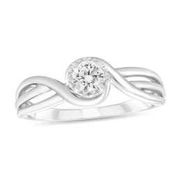 1/4 CT. Diamond Solitaire Bypass Split Shank Engagement Ring in 10K White Gold (I/I3)