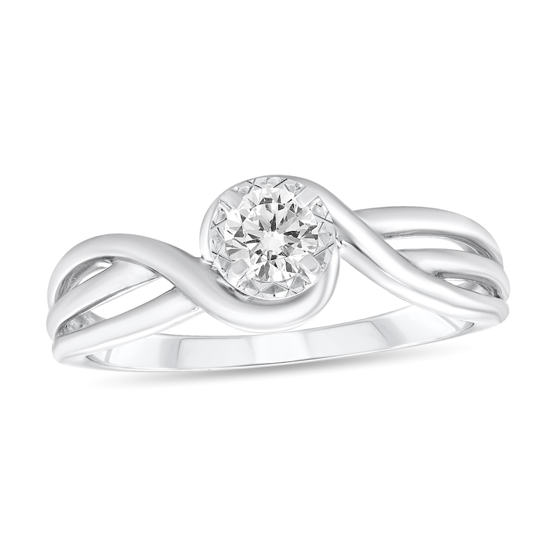 Main Image 1 of 1/4 CT. Diamond Solitaire Bypass Split Shank Engagement Ring in 10K White Gold (I/I3)