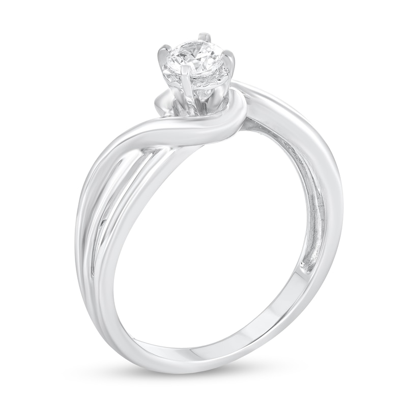 Main Image 2 of 1/4 CT. Diamond Solitaire Bypass Split Shank Engagement Ring in 10K White Gold (I/I3)