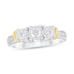 1/2 CT. T.W. Diamond Collar Three Stone Engagement Ring in 10K Two-Tone Gold (I/I2)