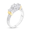 Thumbnail Image 2 of 1/2 CT. T.W. Diamond Collar Three Stone Engagement Ring in 10K Two-Tone Gold (I/I2)