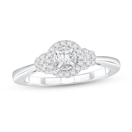 3/8 CT. T.W. Diamond Frame Double Collar Engagement Ring in 10K White Gold (I/I2)
