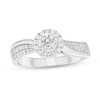 Thumbnail Image 0 of 1/2 CT. T.W. Diamond Frame Wavy Double Row Engagement Ring in 10K White Gold (I/I2)