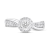 Thumbnail Image 2 of 1/2 CT. T.W. Diamond Frame Wavy Double Row Engagement Ring in 10K White Gold (I/I2)