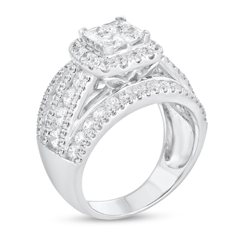 14K White Gold 1.0 Cttw Invisible-Set Princess-Cut Diamond Triple