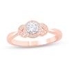 Thumbnail Image 0 of 1/5 CT. T.W. Diamond Oval Frame Floral Vintage-Style Engagement Ring in 10K Rose Gold (I/I2)